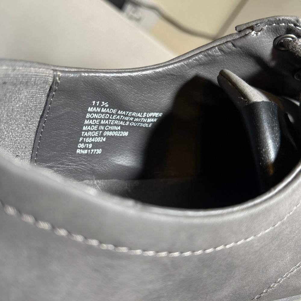 Goodfellow & Co Khalil Mens 11.5 Charcoal Gray Faux Leather Lace Up Loafer Shoes - Picture 13 of 13